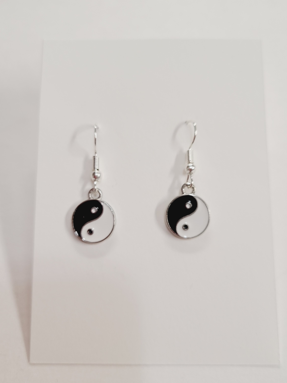 Yin Yang Dangle Earrings - Black & White